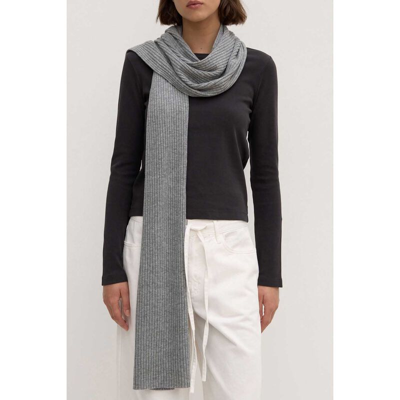 Assembly Label Wool Cashmere Rib Scarf Grey Marle image number 1